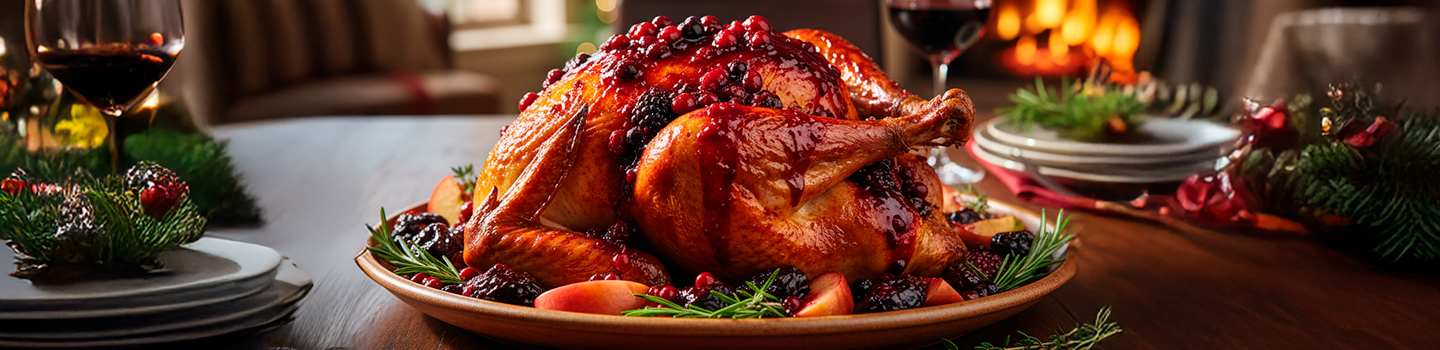 Pavo Relleno en Salsa de Frutos Rojos